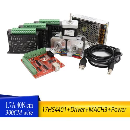 Free shipping best combinatio 17hs4401 Stepper Motor 42 motor Nema 17 +TB6600 motor Driver+MACN3 Controller card+12V5A60W power