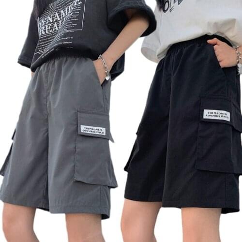 H9ED Women Summer Loose Cargo Shorts Harajuku Hip Hop Multi Pockets Wide Leg Pants