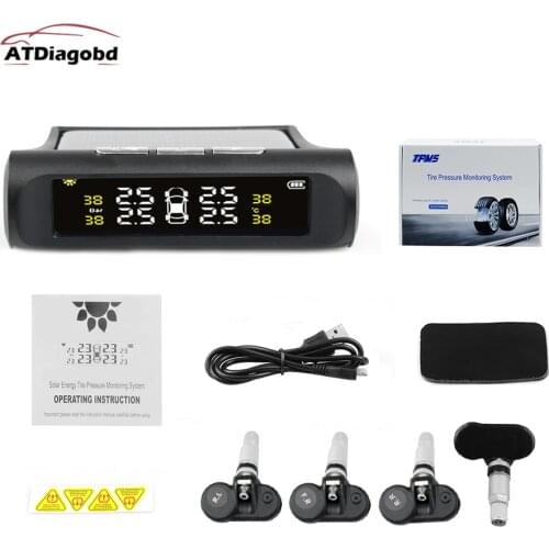 Original Tire Pressure Monitor System Alarm 4 Internal / External Sensor Temperature Gauge Meter Car Solar Power TPMS Visture