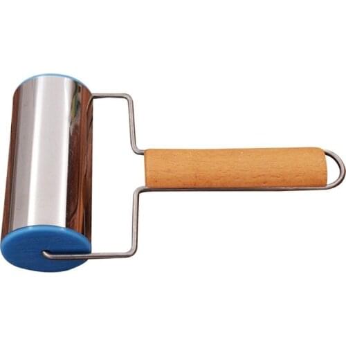 T Shape Rolling Pin Wood Handle Stainless Steel Pastry Dough Roller Baking Cookies Biscuit Fondant Cake Dough Roller