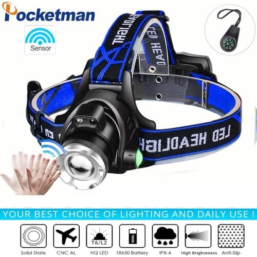Super bright Led Headlamp L2/T6 Zoomable Headlight Head Torch Flashlight Head lamp by 18650 battery for Fishing Hunting Climbing
