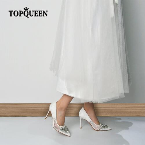 TOPQUEEN A17 luxury wedding shoe High Heels Wedding Shoes New Design Rhinestone Fashion Womens Korean 3.9 Inch Birthday Party