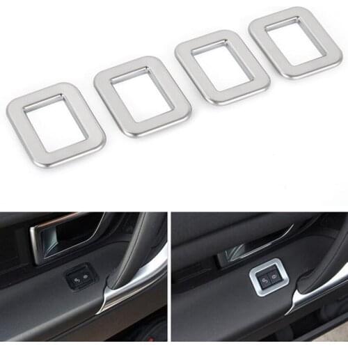 YAQUICKA 4Pcs Car Interior Door Window Lock Adjust Button Switch Frame Trim Cover Sticker For Land Rover Discovery Sport 2015-16