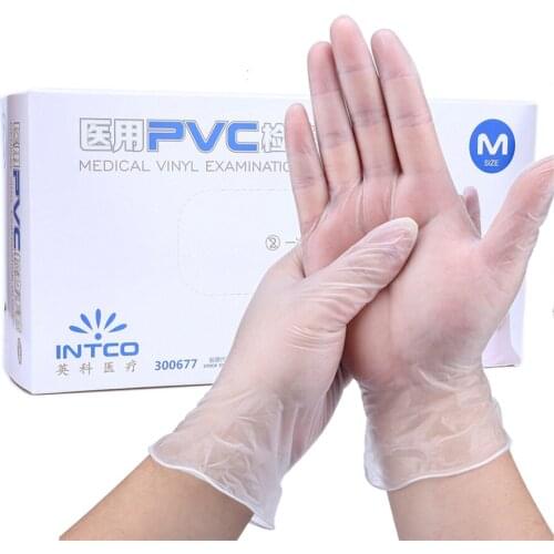 PVC Safety Disposable Mittens Gloves White Non-Slip Acid Alkali Laboratory protection Rubber Latex Gloves Household Cleaning