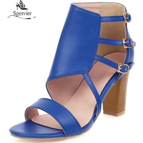 Sgesvier Plus size 34-43 2020 New women sandals thick high heels party dress shoes woman fashion ladies shoes summer sandals