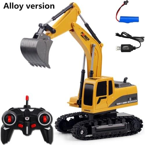 1:24 2.4G 6CH 3km / h Multi-Function 270 Degree Rotating alloy RC Excavator Simulation Engineering Remote Control Car Truck Toy