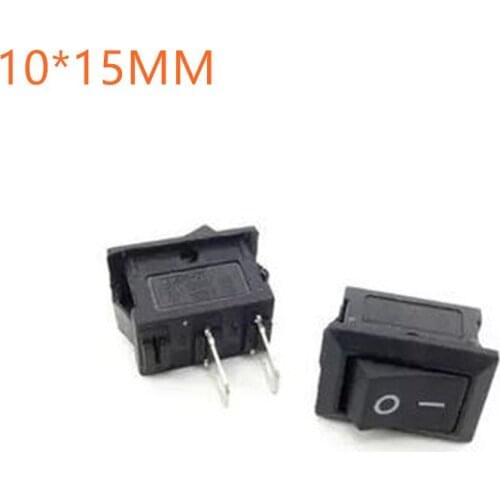 100pcs Black Push Button Switch 3A 250V KCD11 2Pin Snap-in On/Off Rocker Switch 10MM*15MM BLACK