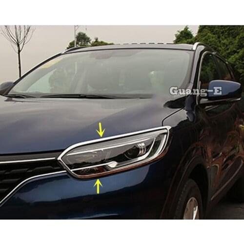 For Renault Kadjar 2016 2017 2018 2019 2020 Car Body Front Head Light Lamp Detector Frame Stick ABS Chrome Cover Trim Parts 2pcs