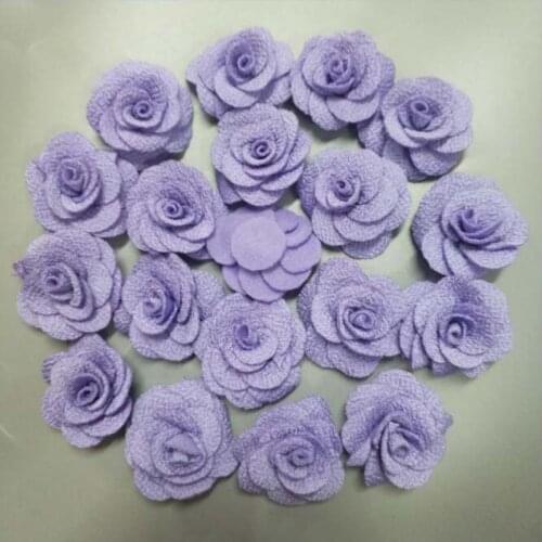 200Pieces Violet Rose Handmade 2.5cm 3.5cm Fabric Rose Cotton Cloth Flowers Hand DIY Wedding Bouquet Flower Hair Accessories