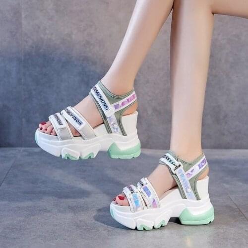 10cm/3.9" Height Wedge Sandals Chunky Shoes Woman Fashion Summer Women Shoes Thick Bottom