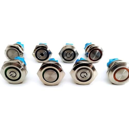 22mm Metal Push Button Switch Momentary Latching Fixed on Off Power Switch Button LED Light 3V 6V 12V 24V 220V