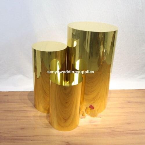3pcs/set)factory acrylic round wedding pedestal columns silver gold display plinth senyu1850