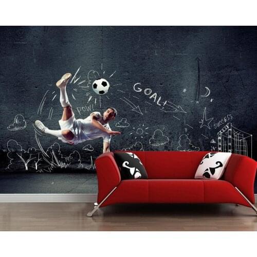 Papel de parede Footbal Men Ball Jump Sport photo Man wallpaper ,restaurant living room tv wall restaurant bar custom 3d mural