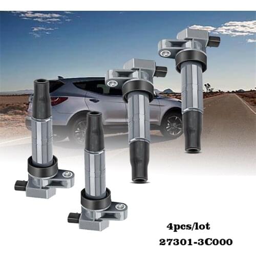 4Pcs Ignition Coils for Hyundai Azera Genesis Santa Fe Sonata Kia Sedona Sorento V6 27301-3C000 27301-3C010