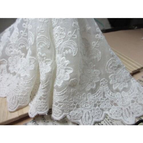 5Yard/Lot White net gauze embroidery lace trim diy lace cloth clothes lacfabric curtain clothing accessories laciness 22cm wide