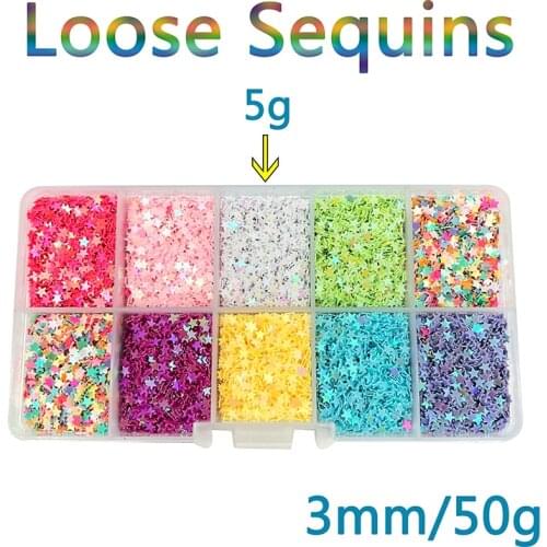 50g/box Loose Sequins Paillettes Sewing Craft DIY PVC Flat Five-Pointed Star Nail Art Manicure/Wedding Decoration Confetti