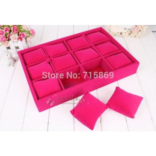 Free Ship 1pcs Rose Color Velvet Bracelet Jewelry Display Pillows Bangle/ Watch Small Storage Tray r