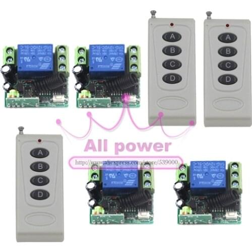 12V 1CH 10A Wireless Remote Control Switch Fixed Code 315mhz/433mhz Receiver For Applicance Garage Door