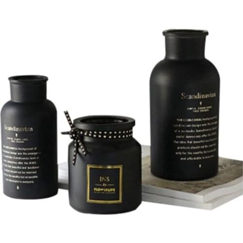 Nordic Black / White Glass Vases Hydroponic Plant Flower Home Office Living Room Decor Flower Vase Wedding Table Decoration