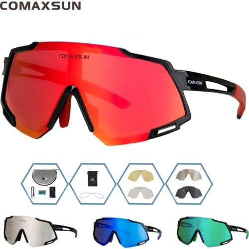 Comaxsun Professional Polarized Cycling Glasses MTB Road Bike Goggles Outdoor Sports Bicycle Sunglasses UV 400 With 5 Lens TR90