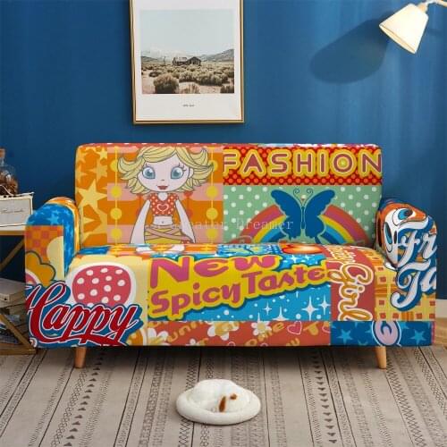 3D Cartoon Sofa Cover Color Sofa Cover 1/2/3/4 Seater Sofa Slipcover Hip Hop Couch Covers For Home Cute Textiles