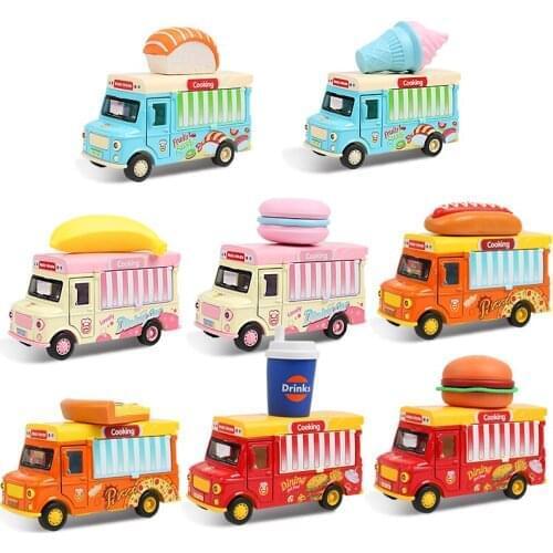 Baby Pull Back Dinning Car Toy With Sensor 1: 36 Cute Ice Cream Pizza Sushi Touch to Singing & Light Alloy Food Car Toy Children
