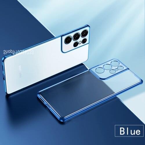 For Samsung S21 Ultra Case Plating Transparent Slim Soft TPU Phone Cover For Samsung Galaxy S21 S21 Plus Funda Cover Plating