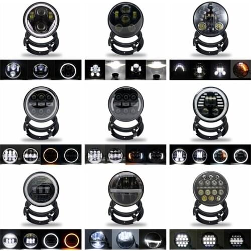 5.75 Inch Black Halo Angel Eyes LED Headlight For Harley Sportster 1200 883 Street 500 750 5-3/4" Projector Round Headlamp
