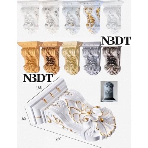Royal Classic European Plastic Steel Composite Emboss Corbel Hand Painted Gold Silver Architectural Furniture Decoration