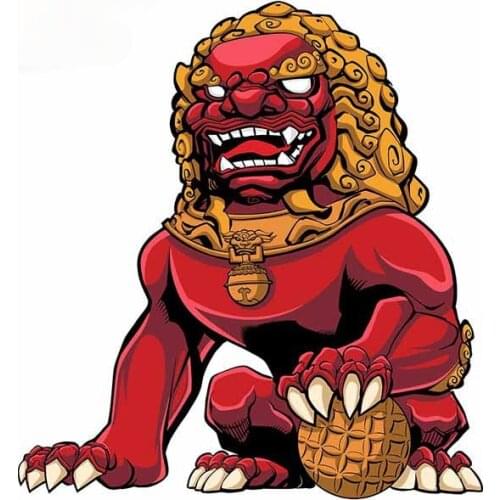 Beautiful Lifelike Cartoon Car Stickers Chinese Lion Red Car Bumper Sticker Fashion Decal Occlusion Scratch Vinyl Material Decor