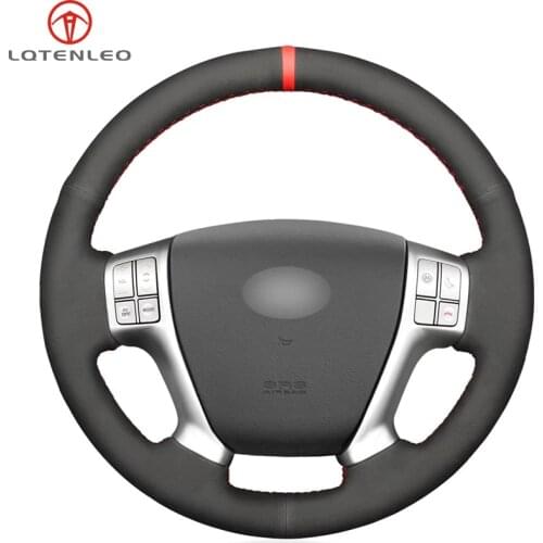 LQTENLEO Black Suede DIY Hand Sewing Car Steering Wheel Cover For Hyundai Veracruz 2007-2012 IX55 2007-2012 Vera Cruz