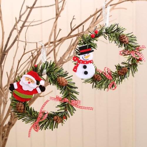 Mini Christmas Wreath Decor Wall Door Hanging Ornament Garland Xmas Party Decor Flower Ring Celebration Party Decor Wreath