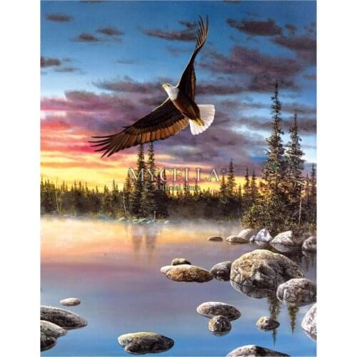 5d Diy Diamond Painting Sky Dancer eagle Diamond Embroidery Kit Mosaic Cross Stitch Landscape Lakes Home Decor Christmas Gifts