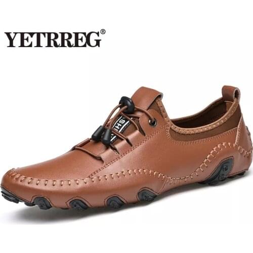 Brand 2021 New Mens Genuine Leather Loafers Fashion Soft Casual Shoes Moccasins Breathable Non-Slip Driving Shoes Mens Shoes