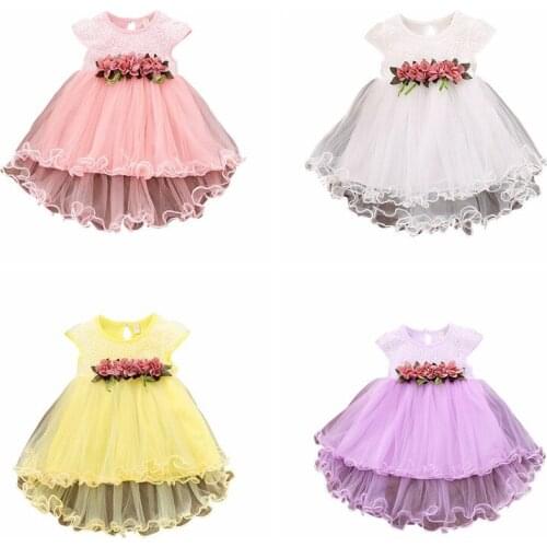 Baby Girl Floral Princess Dress Toddler Infant Sleeveless Mesh Round Neck Tutu Dresses Kids Christmas Birthday Party Clothes
