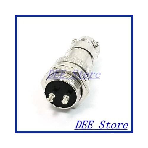 Industrial Panel Mount 16mm Dia Screw 2Pin Metal Aviation Connector Plug