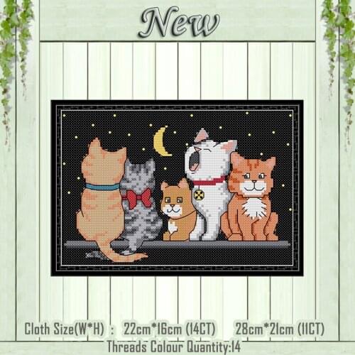 Five kittens lovely cats decor painting counted printed on the canvas DMC 11CT 14CT kits Cross Stitch embroidery needlework Sets
