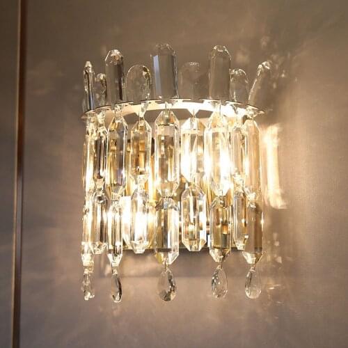 Luxury Crystal Bedroom Wall Lamp Gold Living Decoration Sconce AC110V 220V Modern Hallway Light Fixture