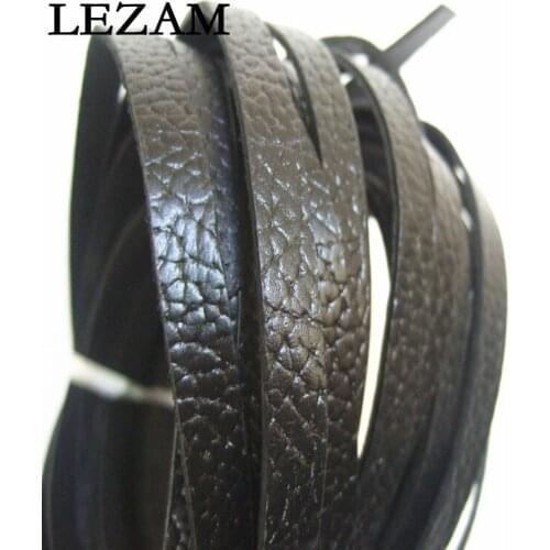 5 Meters Black Embossed 10mm Flat Genuine Real Leather Cord 10x2mm Jewelry Making Findings Material