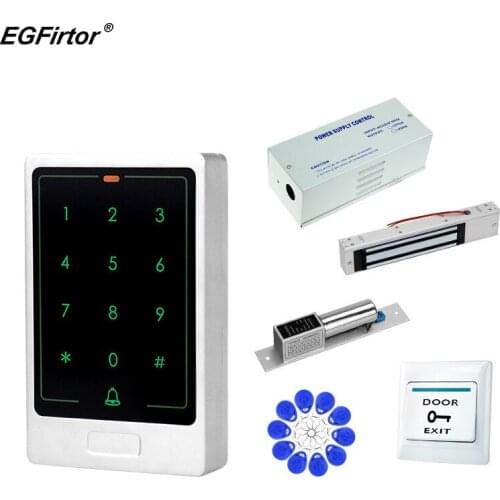 Access Control System Device Panel 3000 User 125KHz RFID Door System Switch Door Contact Keyfobs Glass Door Lock Reader System