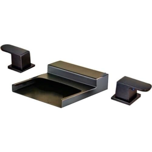 New Brushed Nickel Basin Facet Dual Handles Three Holes Wall Mounted Mixer Tap