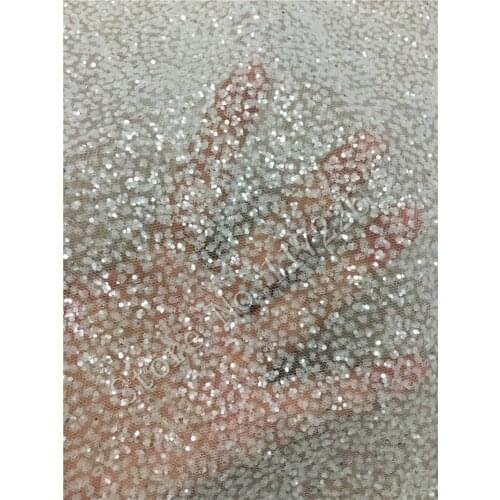 Special JRB-72218 tulle lace fabric with glued glitter white african tulle net lace fabric in white color