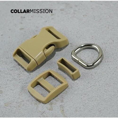 Light brown (plastic buckle+Tri-Glid+square keeper+D ring) DIY dog collar 20mm webbing sewing high quality accessory premium