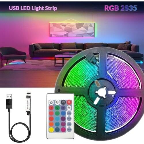 5V 2835 LED Light Strips Decoration Lighting USB Infrared Remote Controller Ribbon Lamp For Festival Party Bedroom RGB BackLight