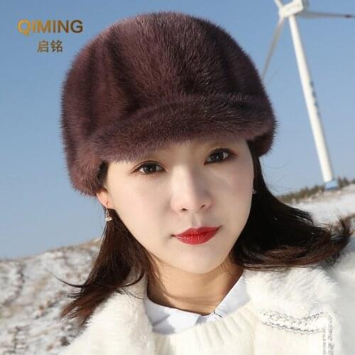 Woman Luxury Hat Real Mink Hat Fur Hats For Women Fashion Baseball Cap Handmade Warm Ladies Winter Hat Designer Bonnets