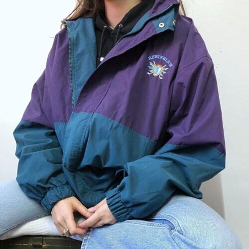 B-TOTO American Retro Blue And Purple Hit Color All-match Jacket Female Tide Ins Spring And Autumn Thin Jacket 2021 New Fashion