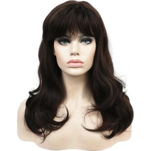 StrongBeauty Womens Wig Synthesis Long Wavy Natural Hair Dark Brown Full Wigs