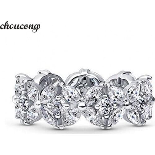 Choucong Flower shape Promise Finger Ring 925 Sterling Silver AAAAA cz Engagement Wedding Band Rings For Women Jewelry Gift