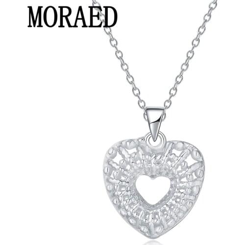925 Sterling Silver Simple Hollow Love Heart Pendant Necklace For Women Wedding Party Fashion Jewelry Gift