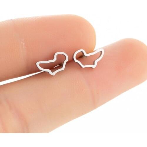 Golden Silver Stainless Steel Hollow African Map Earrings Minimalism Female Geometry Birthday Gift Fashion Jewelry Wholesale